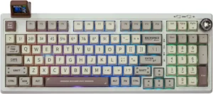 EPOMAKER Teclado mecánico RT100, teclado retro para juegos con pantalla de visualización, BT5.0/2.4G/USB-C 97 teclas teclado personalizado, intercambiable en caliente, NKRO, con perilla para Win/Mac
