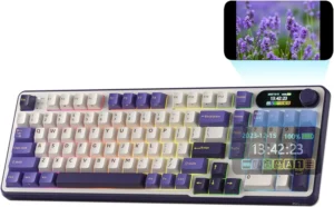 RK ROYAL KLUDGE Teclado mecánico S98 con pantalla inteligente y perilla, montaje superior 96% teclado mecánico inalámbrico BT/2.4G/USB-C, intercambiable en caliente, soporte de software, batería