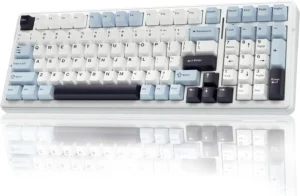 AULA Teclado mecánico inalámbrico F99, teclado personalizado intercambiable en caliente, interruptores lineales prelubricados, estructura de junta, teclado retroiluminado RGB para juegos (azul y