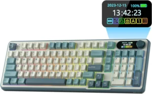 RK ROYAL KLUDGE Teclado mecánico S98 con pantalla inteligente y perilla, montaje superior 96% teclado mecánico inalámbrico BT/2.4G/USB-C, intercambiable en caliente, soporte de software, sonido
