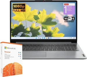 Lenovo IdeaPad 1 Laptop para estudiantes, procesador Intel de doble núcleo, 20 GB de RAM, SSD de 1 TB + 128 GB eMMC, pantalla FHD de 15.6 pulgadas, 1 año Office 365, Windows 11 Home, Wi-Fi 6, cámara